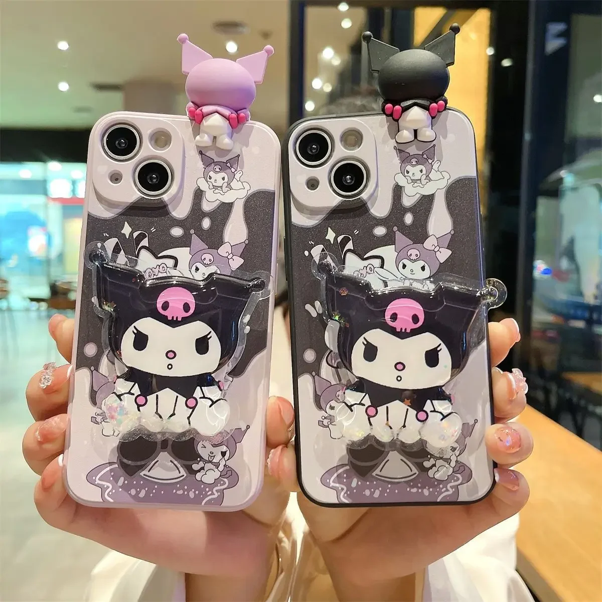 

IPhone 14 15 13 12 proMax X XR Plus Pro SE 8 Sanrio Kuromi Apple Phone Case Girl Silicone Soft Cute Support Anime Accessories