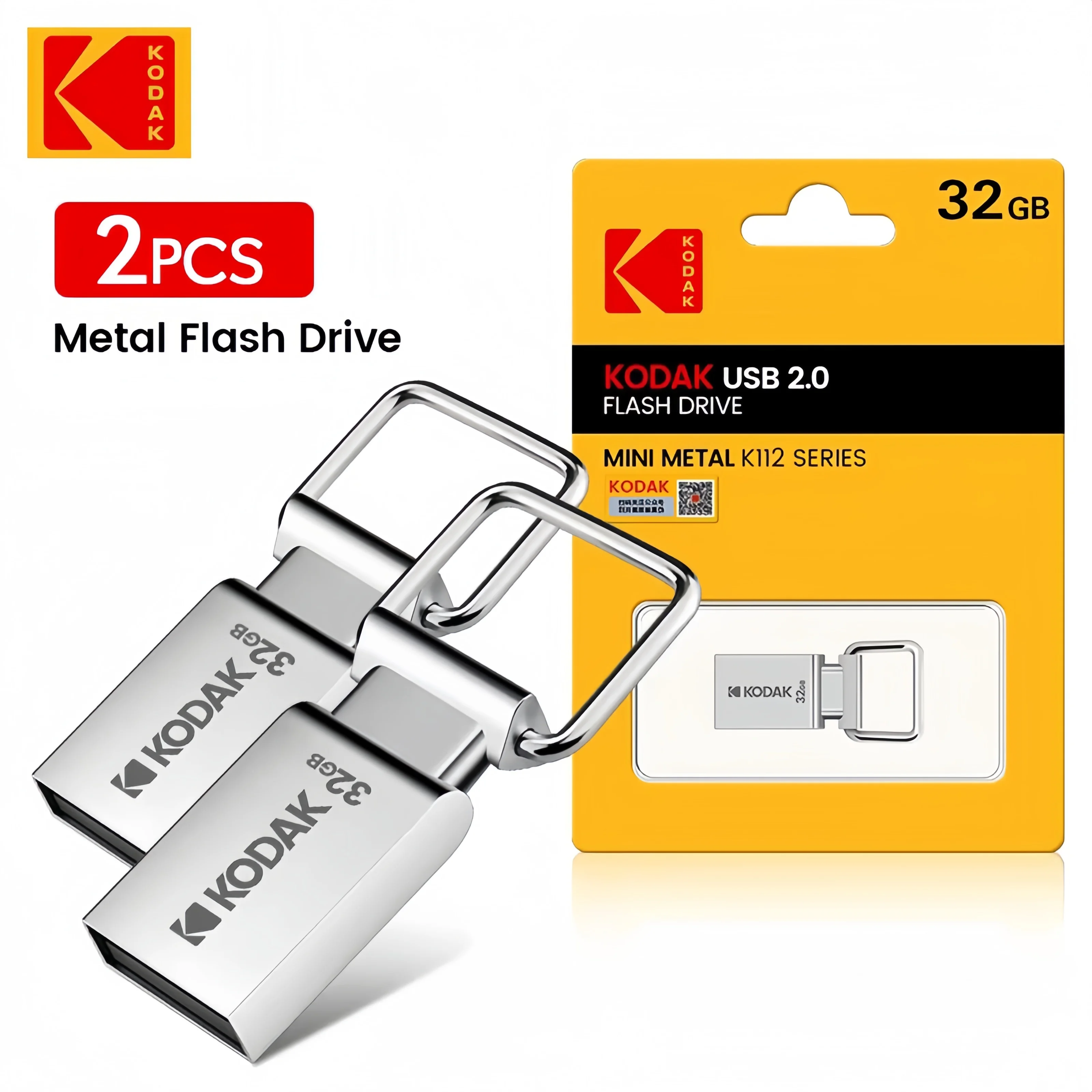 KODAK-Mini clé USB étanche avec porte-clés, clé USB K112, disque USB 2.0, 64 Go, 32 Go, 128 Go, PC MacPle, voiture