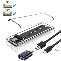 M.2 SATA SSD Enclosure USB 3.1 Type C 5Gbps External Solid State Enclosure for 2280/2260/2242/2230 M.2 NGFF SSD B+M/B Key