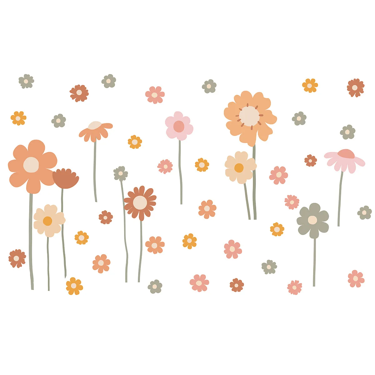 

Cute Flowers Wall Sticker Colorful Floral Decal Preppy Hippie Self-adhesive Aesthetic Art Mural for Nursery Teen Girls Boy Kid