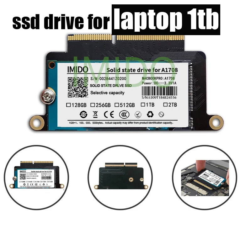 Apple-SSD Hardrive portátil para Macbook Pro, A1708, Retina 13.3 