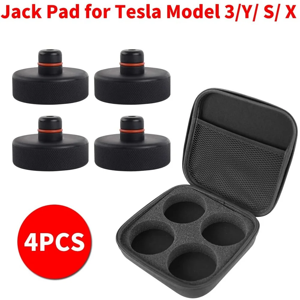 For Tesla Silicone Jack Lift Pad Point Adapter For Model 3 Model Y Model S Model X With Storage Bag-4 Pack Vehicle Repair Tools 