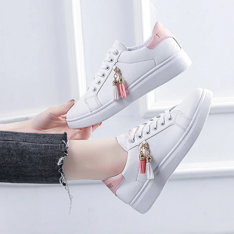 Spring Autumn Women 39 Tennis Fashion White Shoes Woman\'s PU Leather Solid Color Ladies Casual Shoes Basketball Footwears