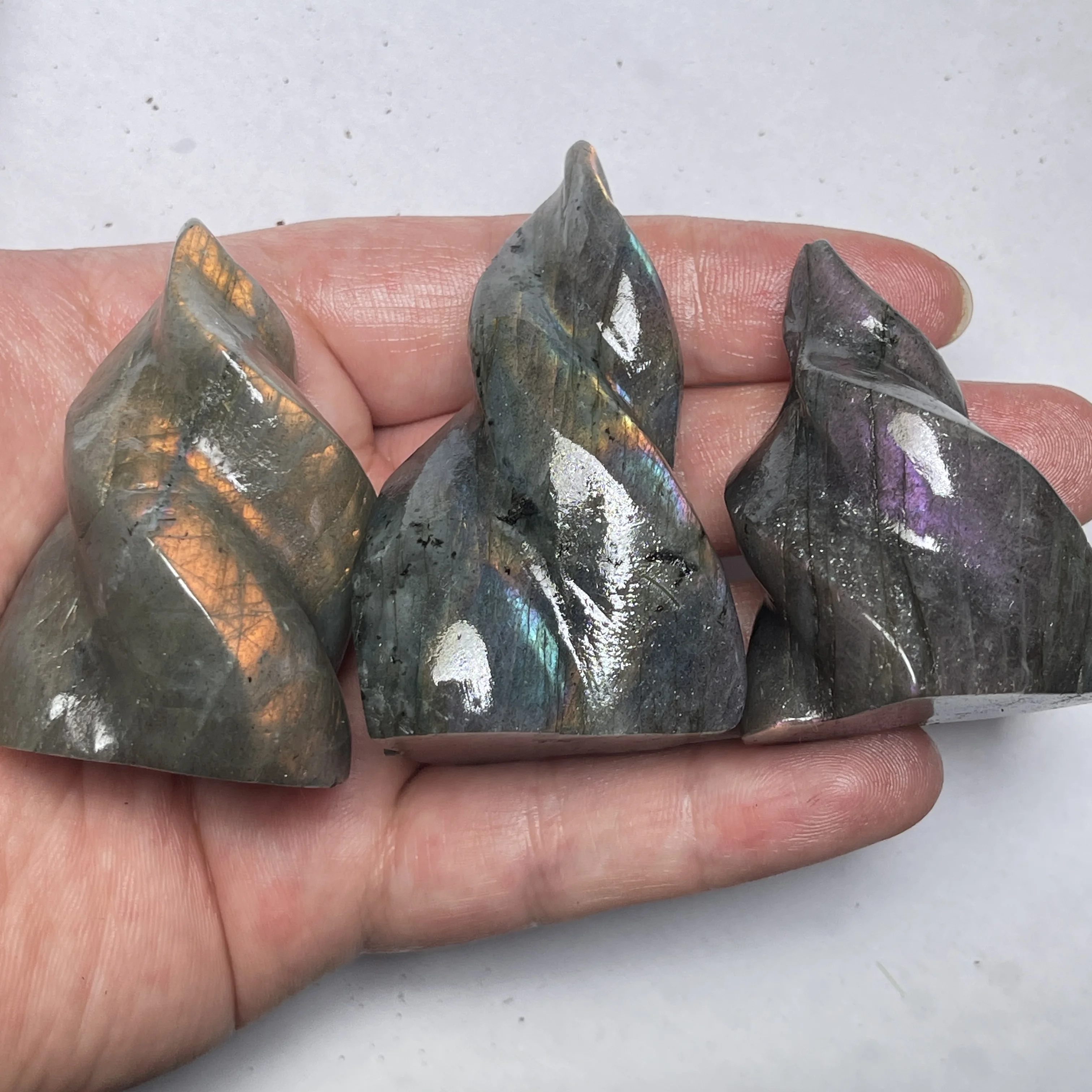 

Natural Labradorite torch carved ornaments gift home decoration ornaments