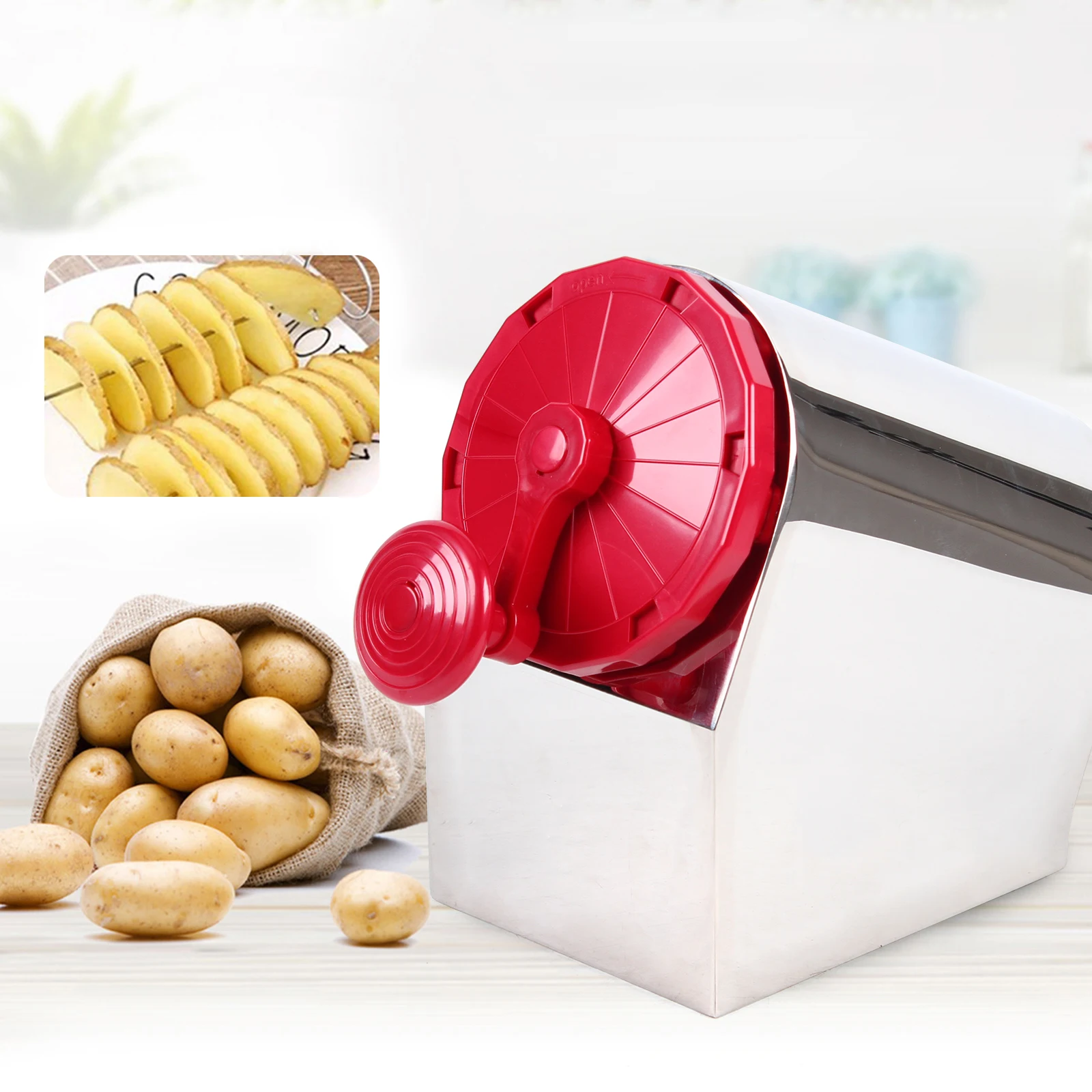 

Tornado Potato Slicer Spiral Twister Potato Vegetable Cutter 3 Function Vegetable Manual Hand Spiral Potato Chips Tower Maker