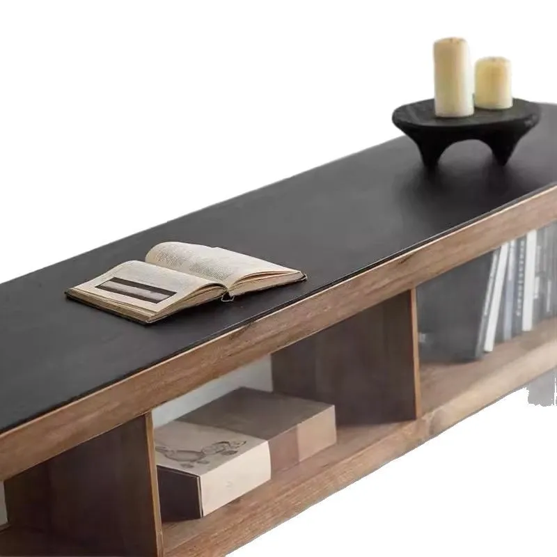 

Chinese, retro, wabi-sabi, color matching, solid wood, TV cabinet, rectangular old pine