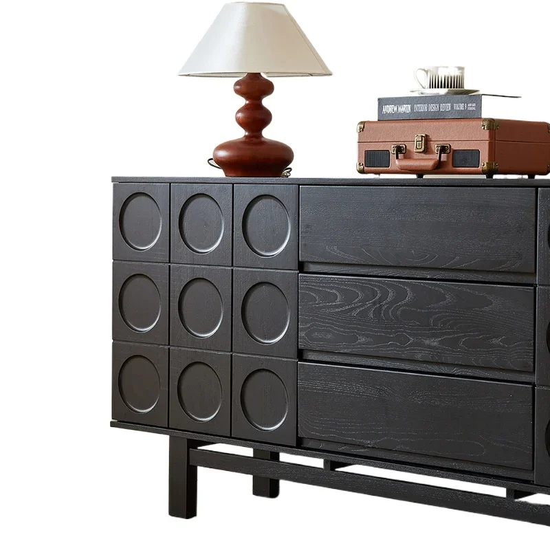 

French retro dining side cabinet, living room wine cabinet, tea cabinet, medieval storage integrated against the wall