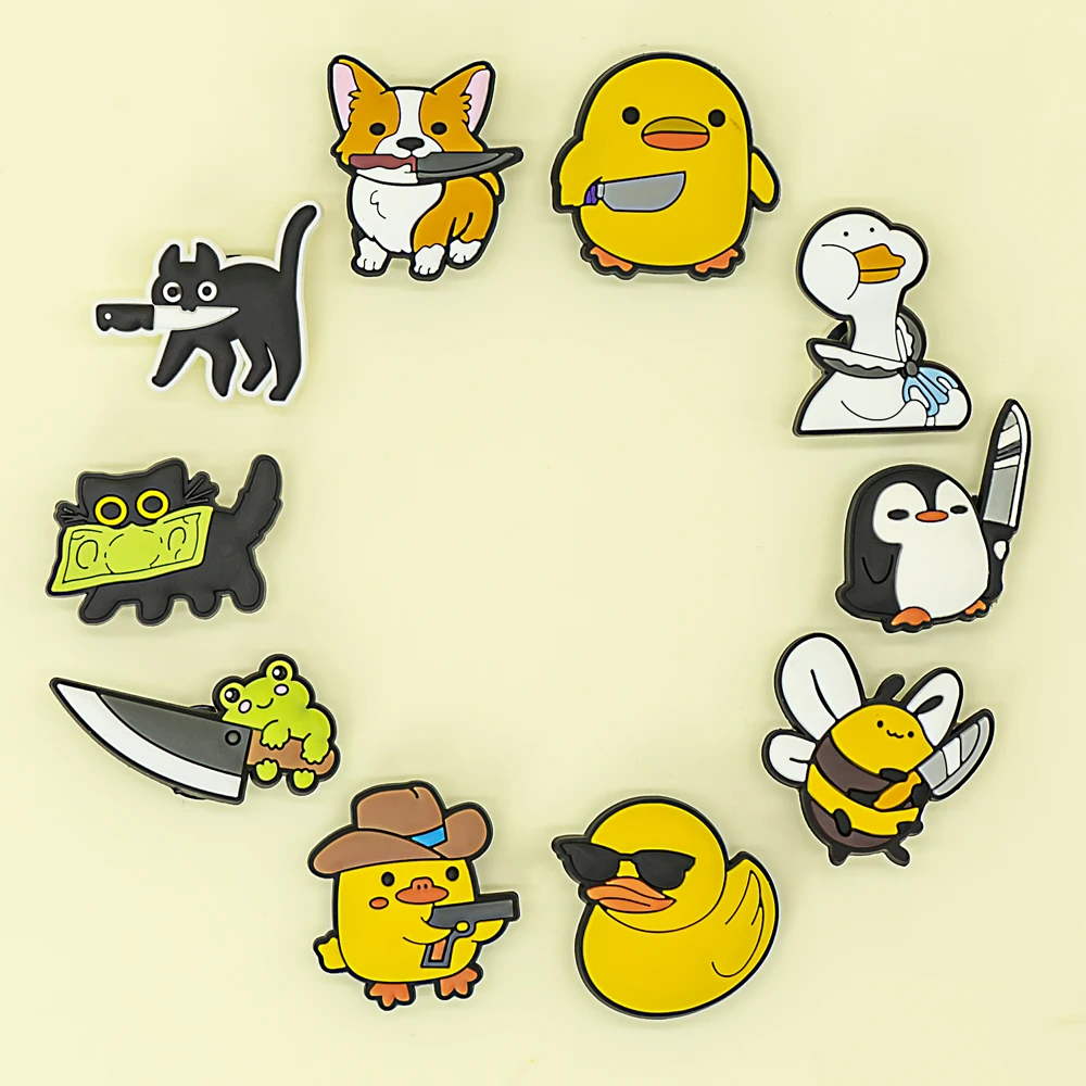 1/10 Uds. Accesorios de decoración de zapatos pingüino Rana lindo pato gato perro adornos para zapatos Pin zuecos sandalias de jardín para regalo de niños