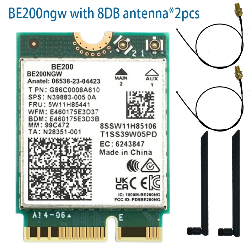Scheda di rete BE200 Bluetooth 5.4 Tri Band 2.4G/5G/6GHz 8774Mbps BE200NGW adattatore Wireless M.2 migliore di Wifi 6E WIFI7