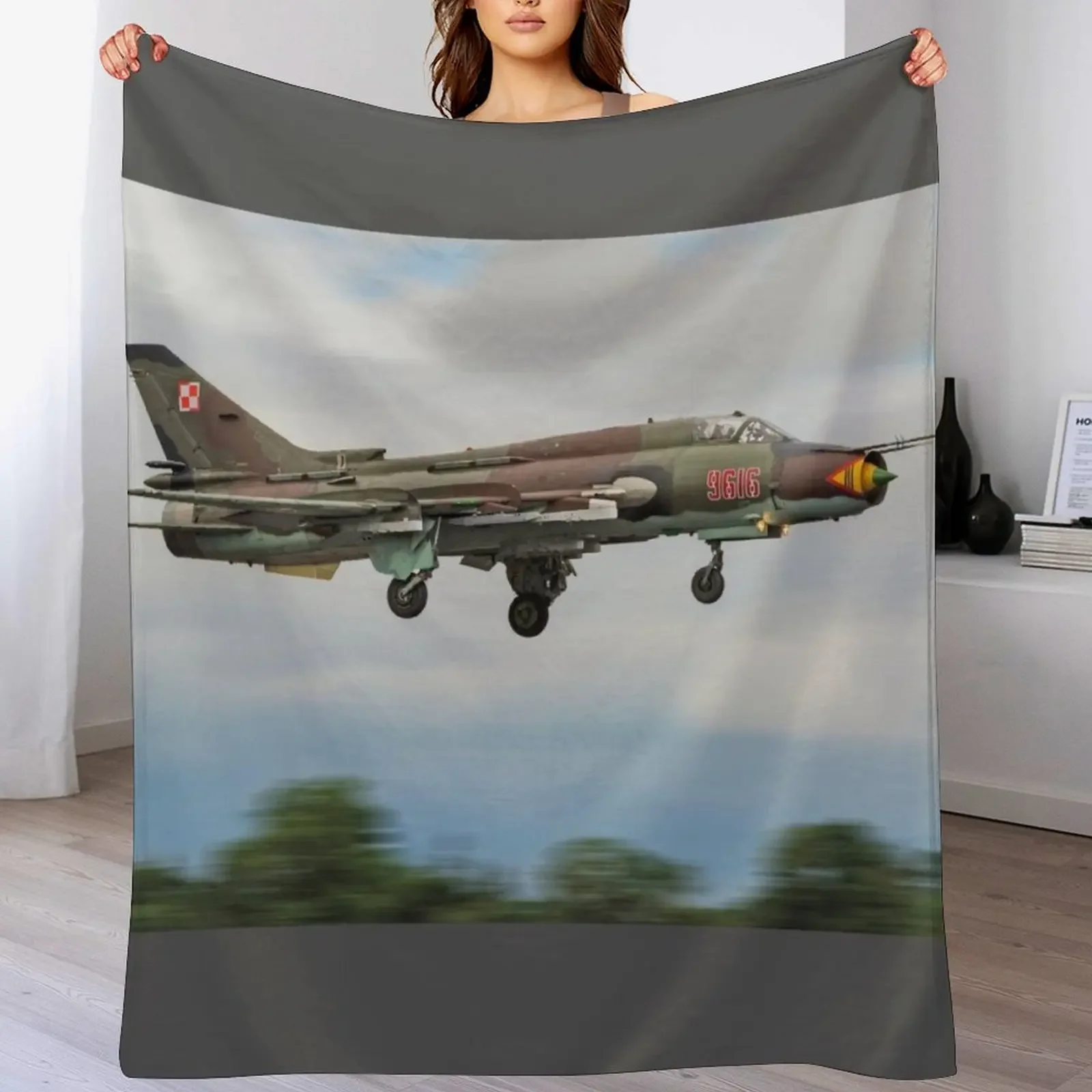 Sukhoi Su-22 (Fitter) Throw Blanket warm for winter Winter beds Bed linens Thins Blankets