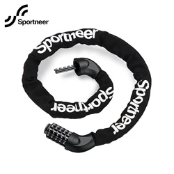 Sportneer Bike Lock 5 Digit Combination Locks Security Heavy Duty Anti Theft Bicycle Chain Lock for Bike Motorcycle Scooter Gate