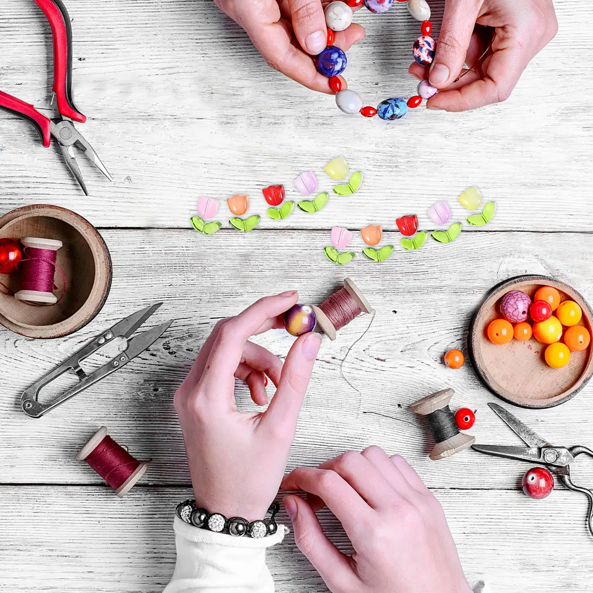 

100pcs Loose For Jewelry Making Diy Glass Spacer Beads Handmade Bracelet Necklace Craft Decorative Accessories Round Small Hole