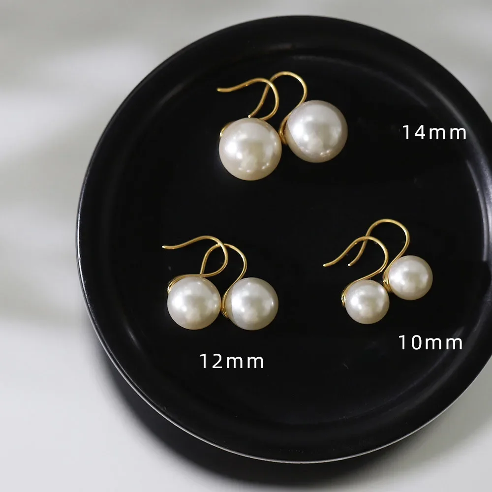 RHYSONG 316L Stainles Steel 18K PVD Gold Plated 10 12 14mm Pearl Luxury Korean Earrings For Aretes De Mujer Fashion Jewelry 2024