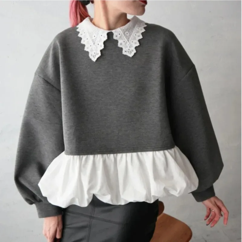 

Женские куртки Sweet Bud контрастного цвета с рукавами-фонариками, верхняя одежда в японском стиле, весна-осень Chaqueta Mujer