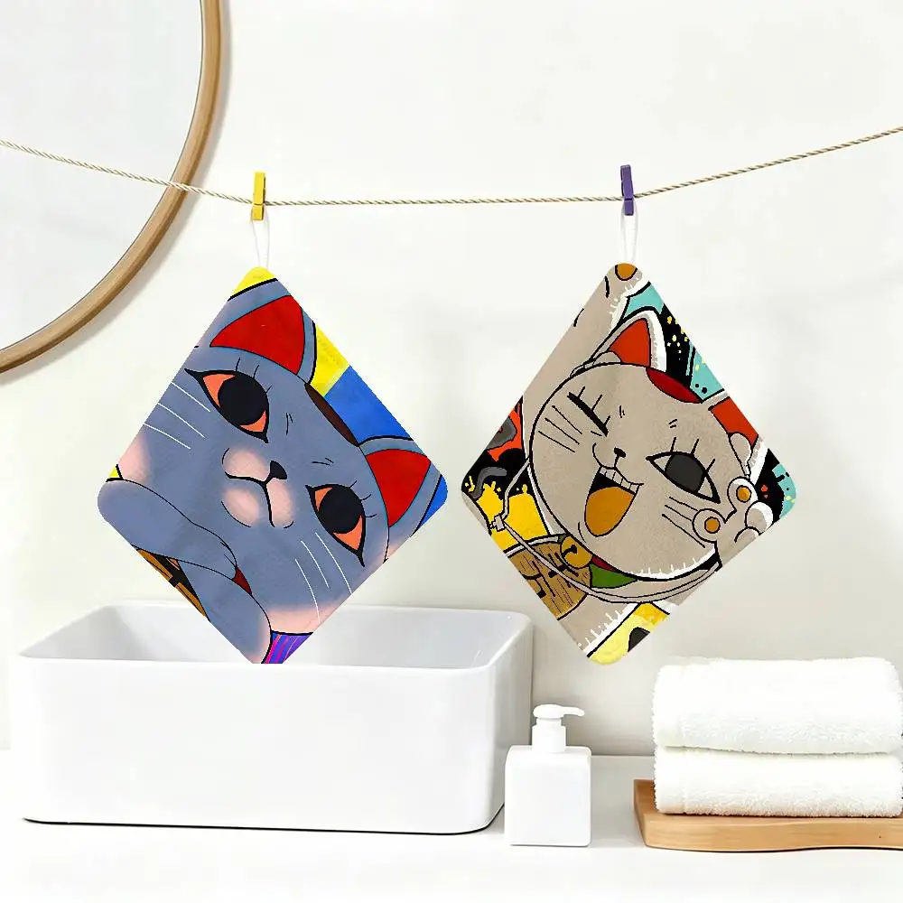 ANIME D-Dandadan T-turbo Baba Hanging Polyester Cotton Towel, Reusable Hand Wiping Cloth, Wear Resistant for Home Kitchen Sink