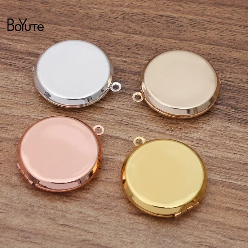 BoYuTe (10 Pieces/Lot) 36*31*7.5MM Round Metal Brass Plain Memory Photo Locket Pendant Factory Direct Sale