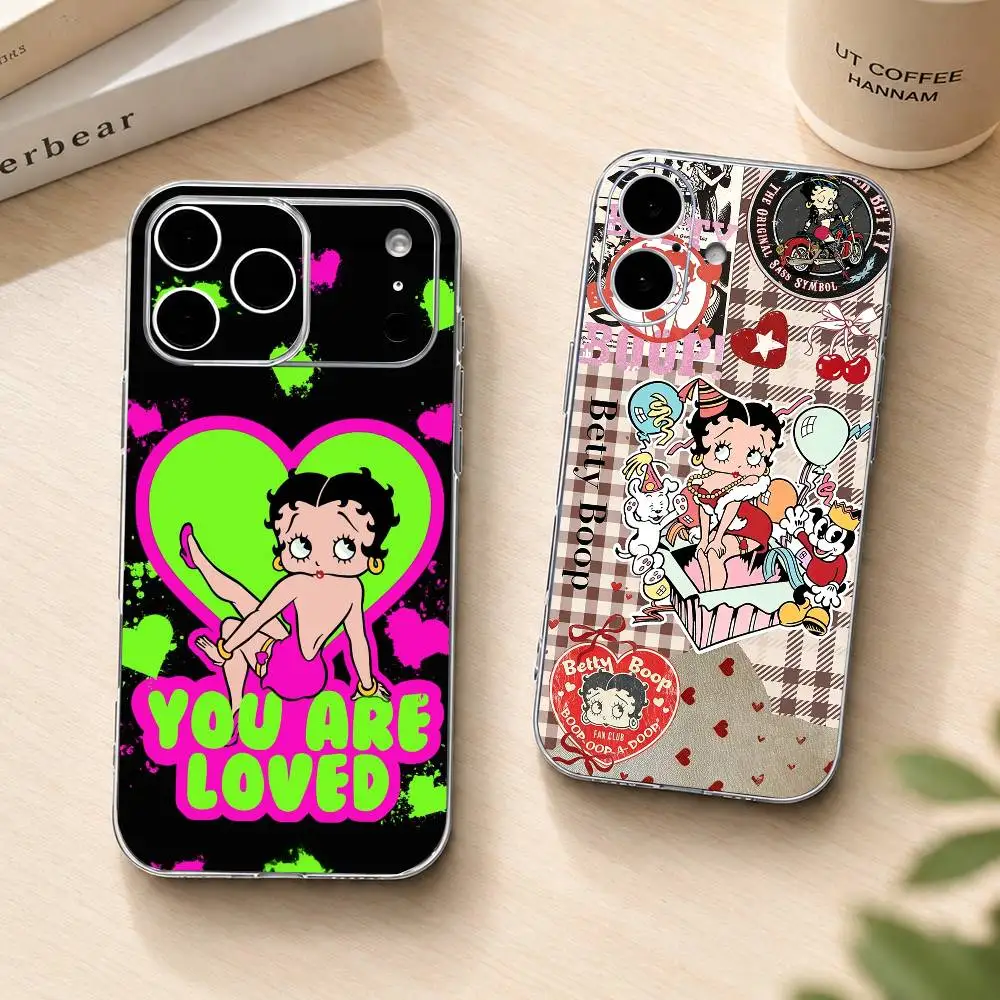Popular B-Betty B-Boop Phone Case Transparent Silicone Soft For iPhone 17 16 15 14 13 12 11 Mini Pro Max Plus