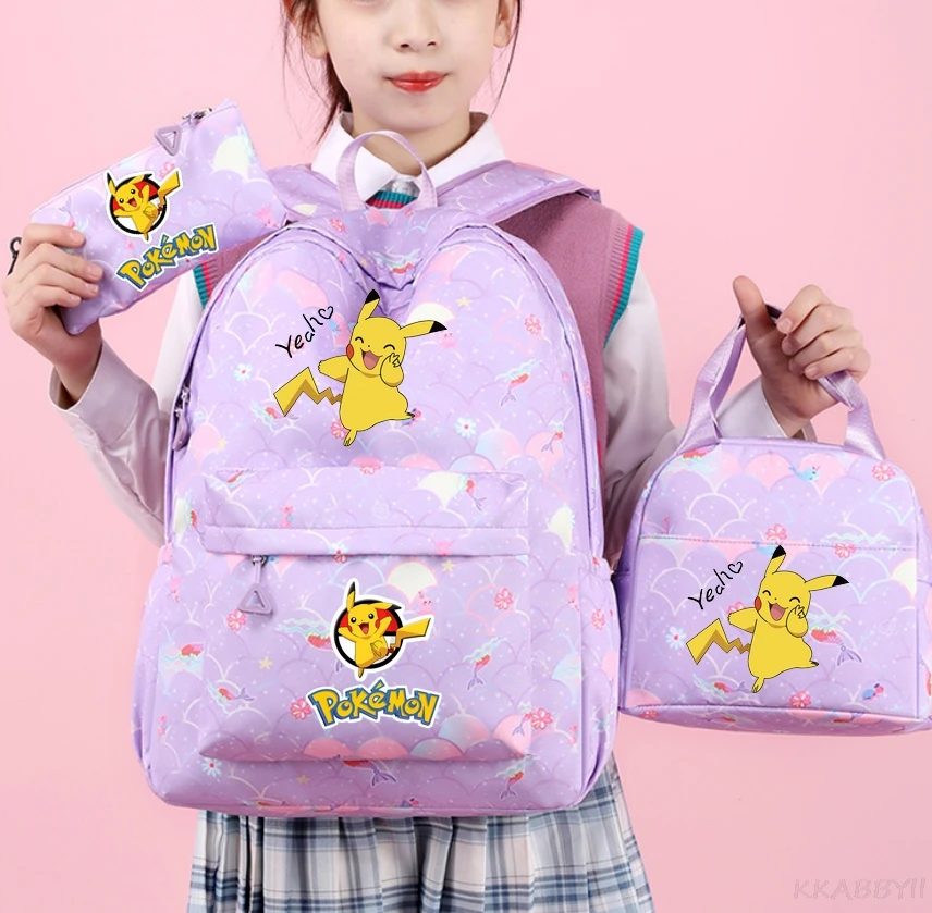 ポケモンティーン学生男の子女の子子供スクールブックバッグ女性男性バッグパックティーンスクールバッグ学生ラップトップ旅行バックパック