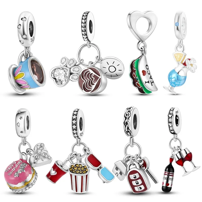 

New Product Silver Color Coffee Afternoon Tea Perfume Series Charms Fit Pan Bracelet DIY Beads Woman Jewelry Hot Deals