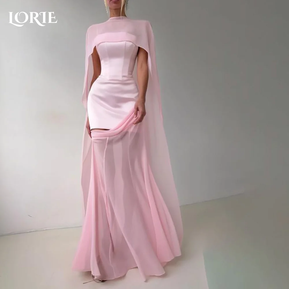 

LORIE Modest Crepe Saudi Evening Dresses Sexy Halter Sweetheat Mermaid Chiffon Pleats Arabia Prom Gown Party Dresses Customized