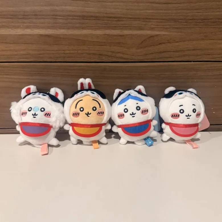 Llavero de peluche con diseño de apron de Usagi Hachiware Momonga, colgante para bolso, animal de peluche kawaii, regalo de dibujos animados lindo para niños y niñas