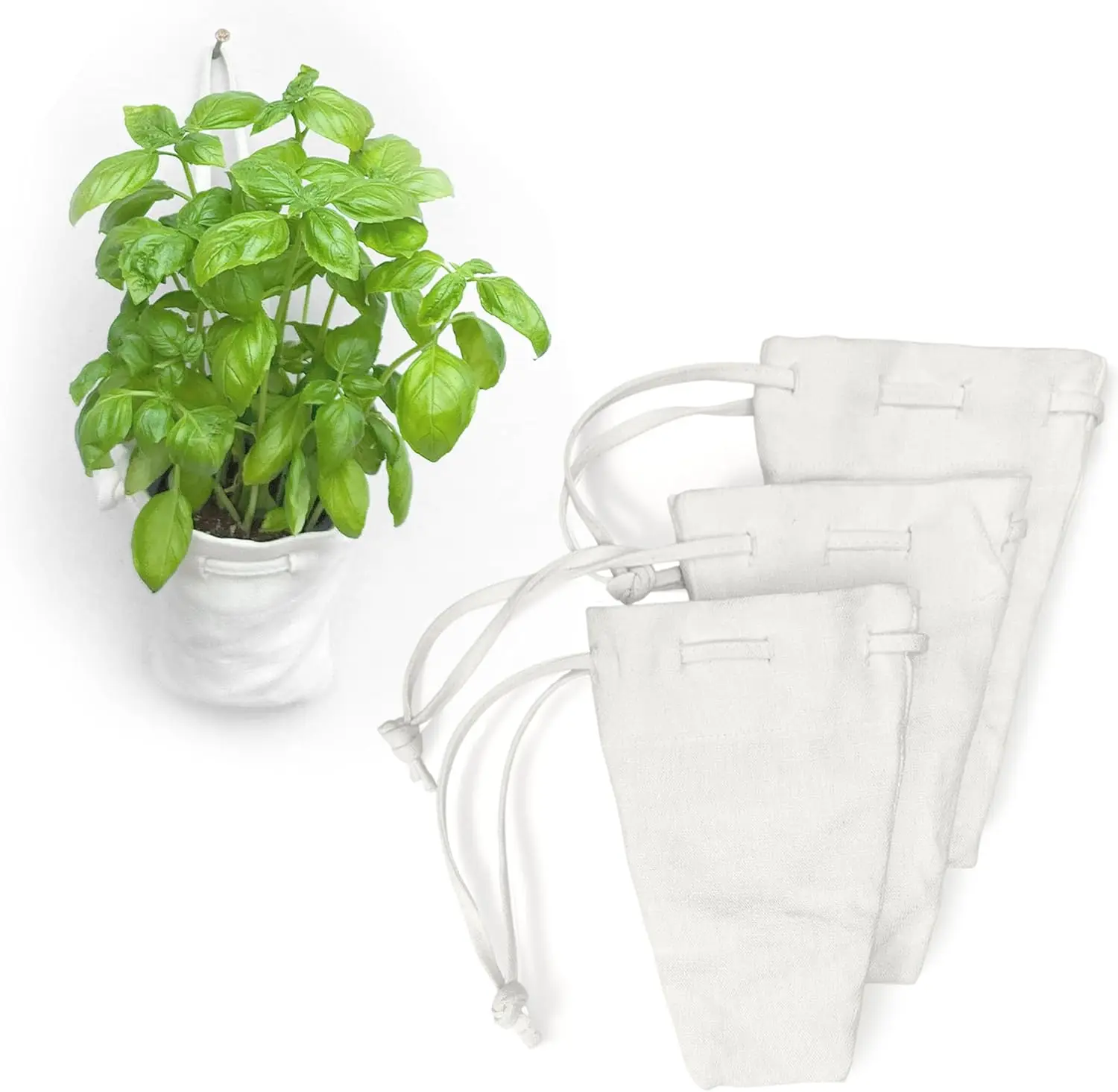 

Organic Hemp Hanging Plant Bag – Reusable Natural Fiber Flower Pot Holder for Indoor & Outdoor Use – Fits 3.5 Inch Pot