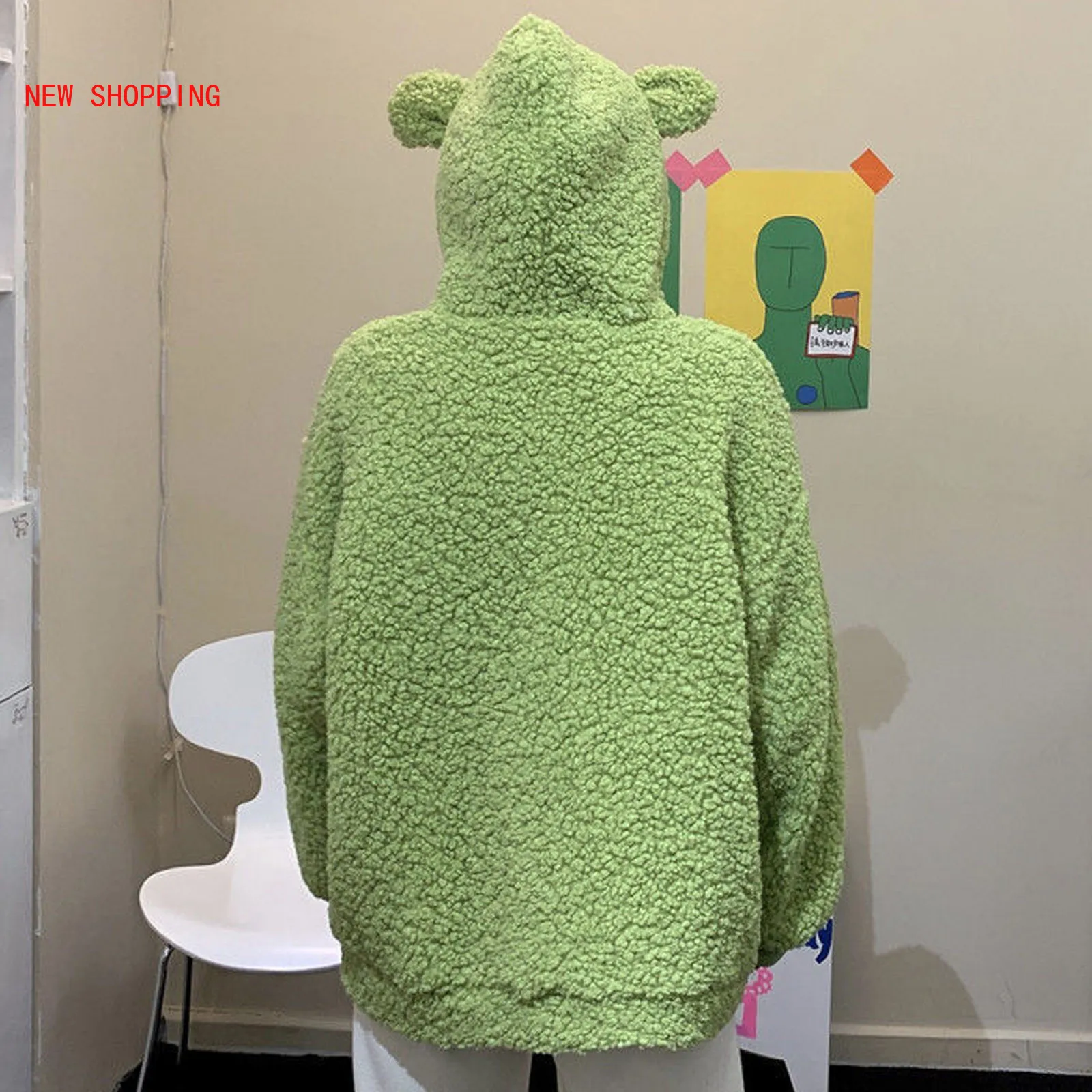 2022 Autumn Winter Women Hoodies Kawaii Bear Ears Fashion Hoody Casual Pocket Solid Color Warm Plush Sweatshirt Hoodie For Women