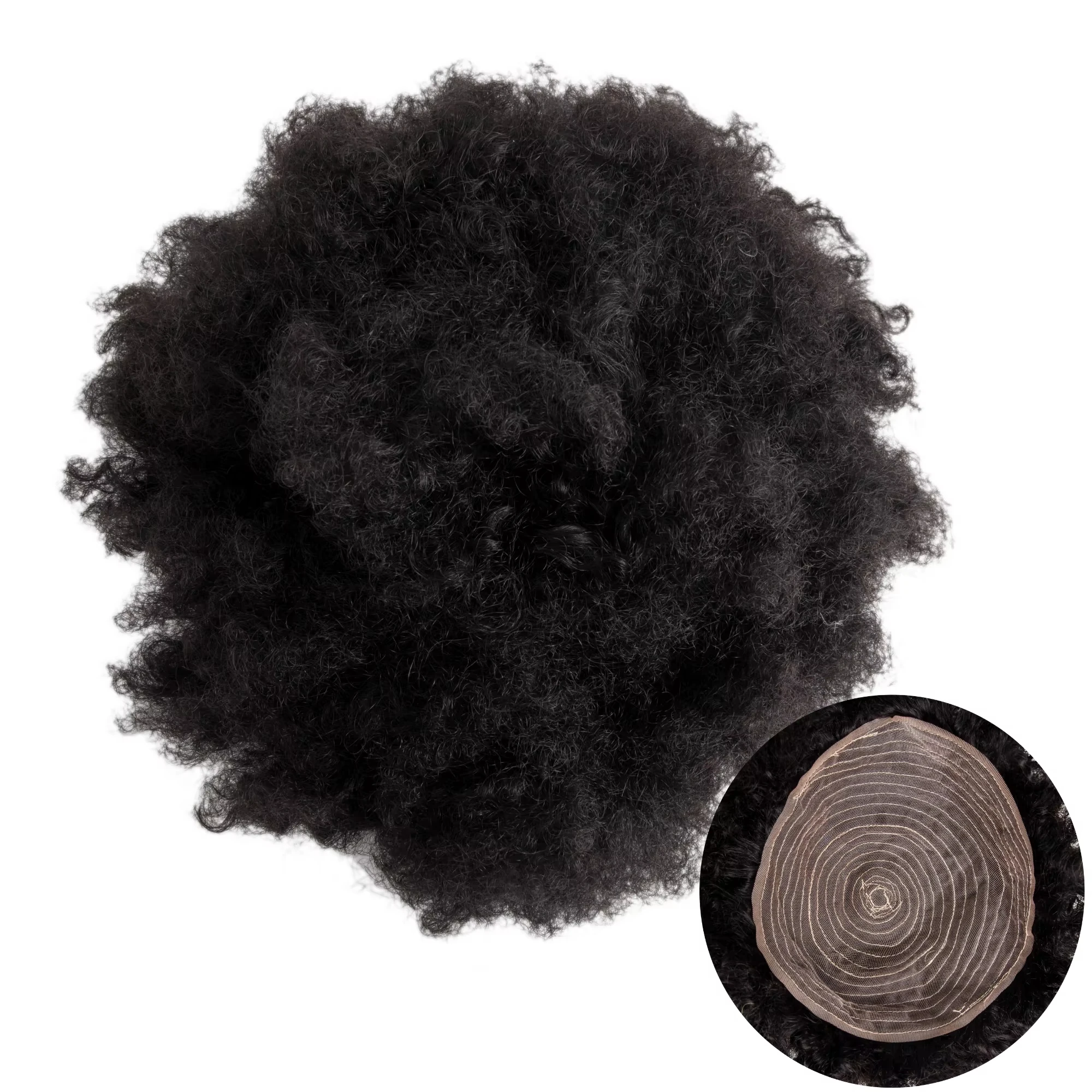 8x10 Men’s African Curly Human Hair Wig, Breathable Lace Base, Full Coverage, Natural Black