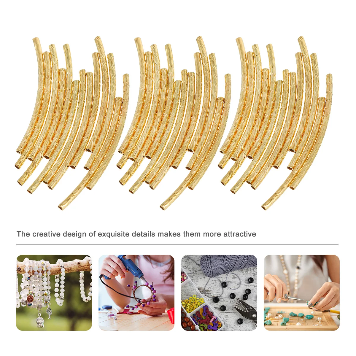 

200 Pcs Flower Bend Pipe Beads for DIY Jewelry Making Copper Tube Spacer Jewelry Beads Handmade Necklace Bracelet Parts