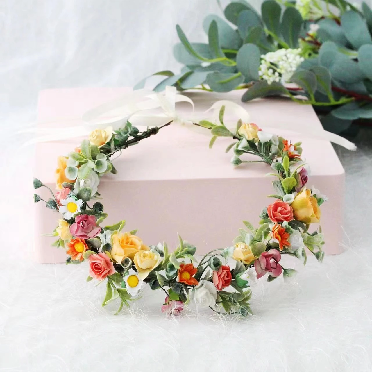 Spring Bohemian Flower Crowns For Women Girls Flower Headbands Bride Headpieces Floral Garland Wedding Wreaths Party Headwear