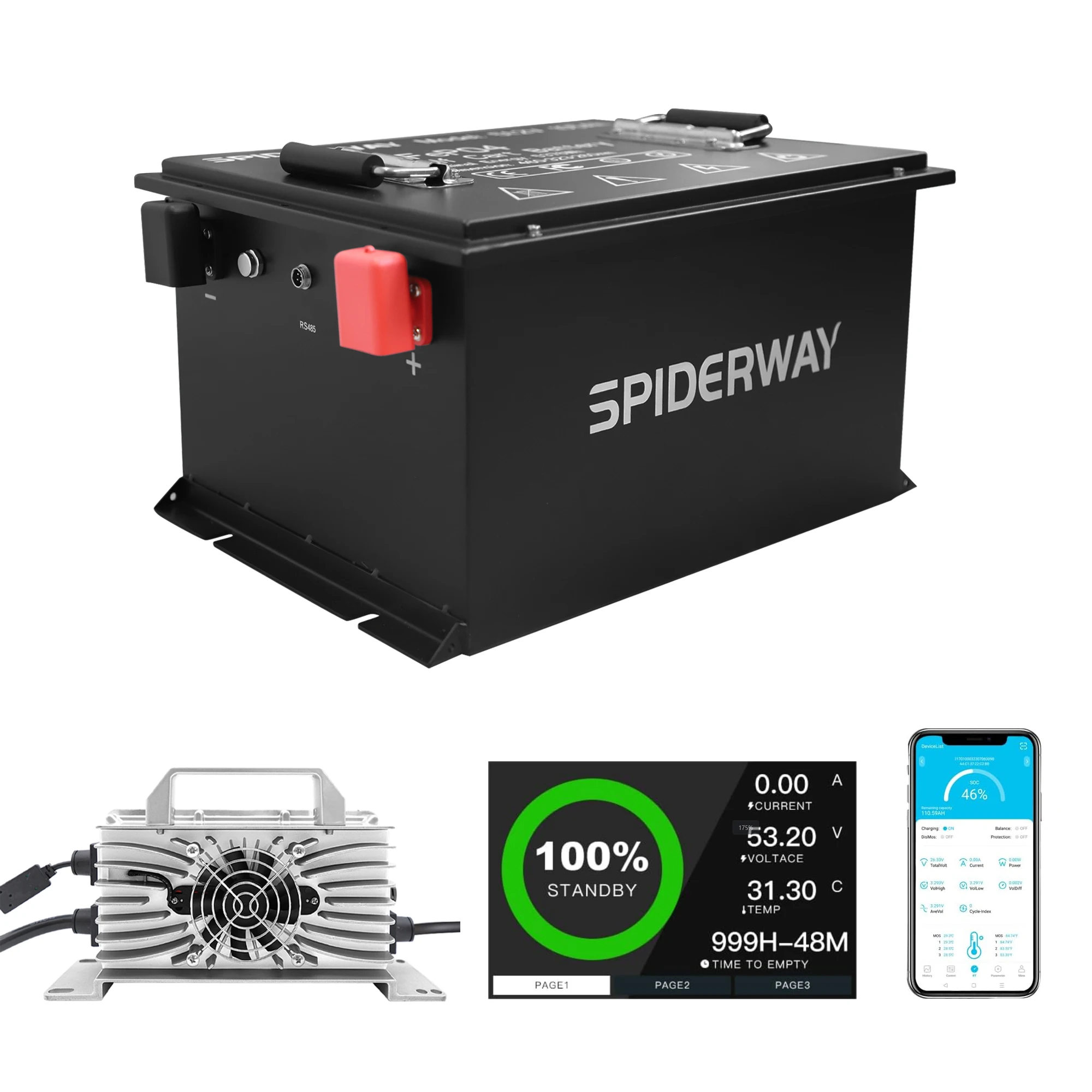 36V 105Ah LiFePO4 Battery With 200A BMS +Monit+25A Charger for Toro John Deere Electric Riding Lawn Mower