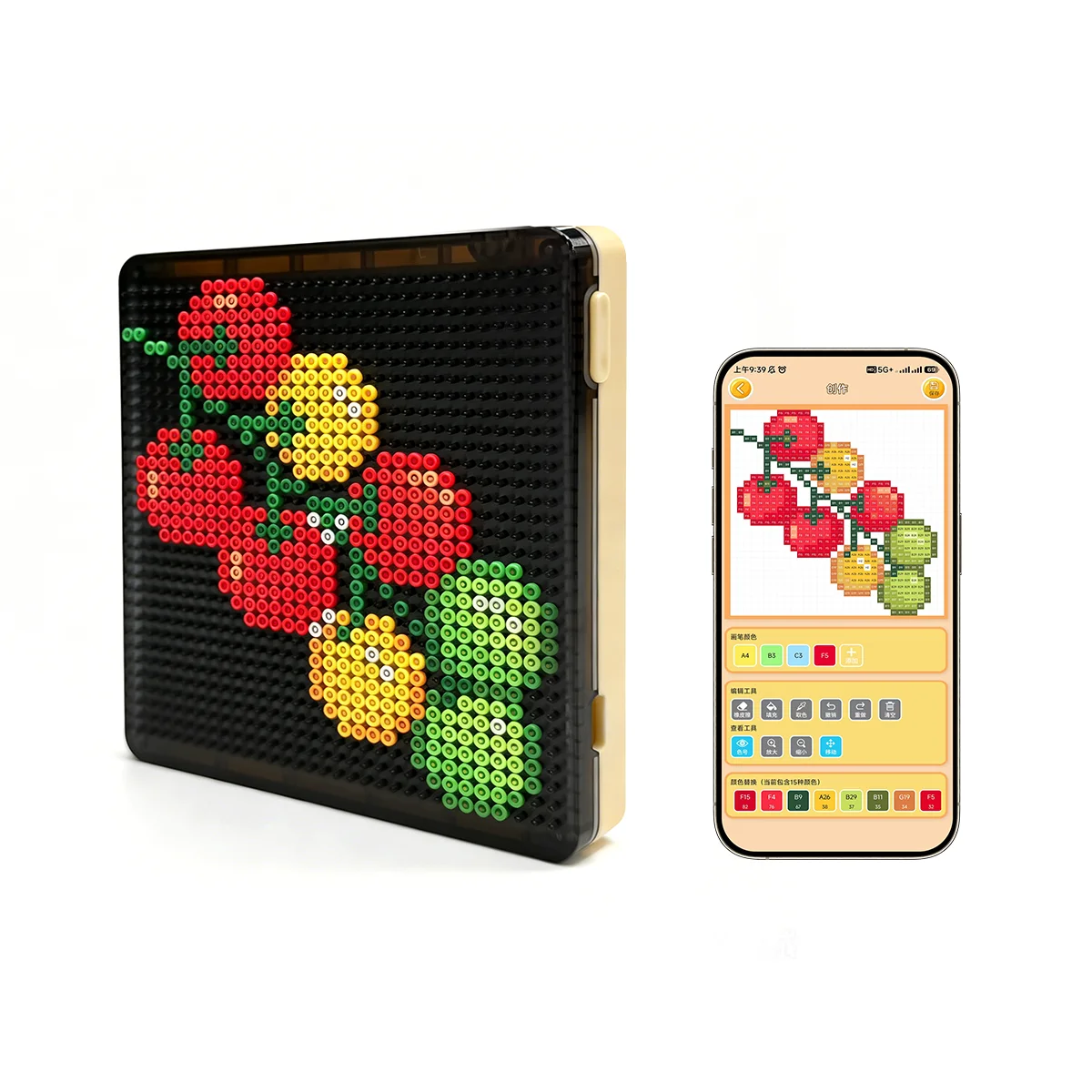 Smart LED Bead Art Board with App Patterns, USB Light Pegboard for Fuse Beads DIY Craft Toys Starter Birthday Gift Set