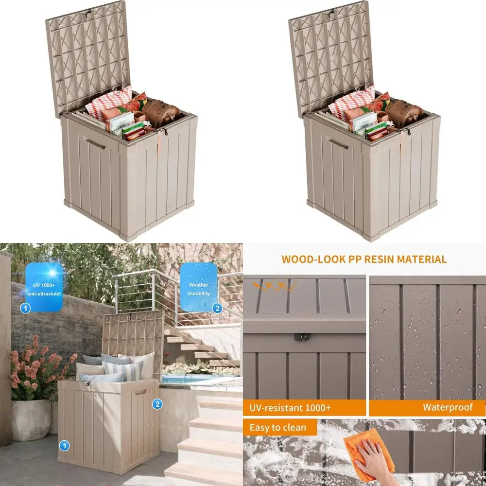 

50 Gallon Weatherproof Lockable Outdoor Storage Box for Deck, Patio Cushions, Garden Tools, Pool Supplies - UV Resistant Grey