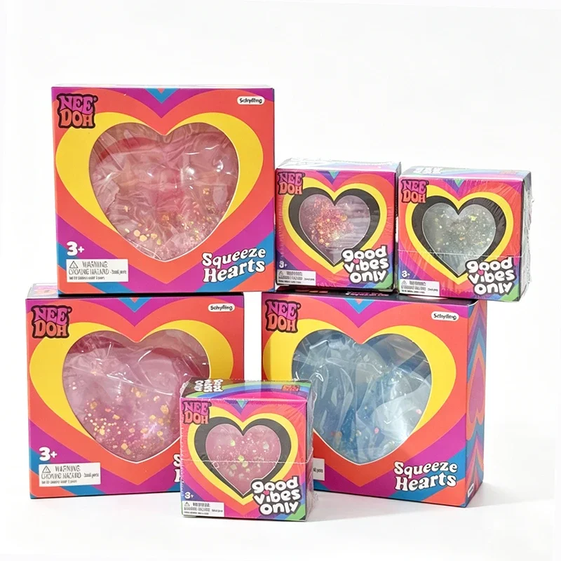 Needoh Good Vibes Only Teenie Heart Squishy Glitter Sensory Toy