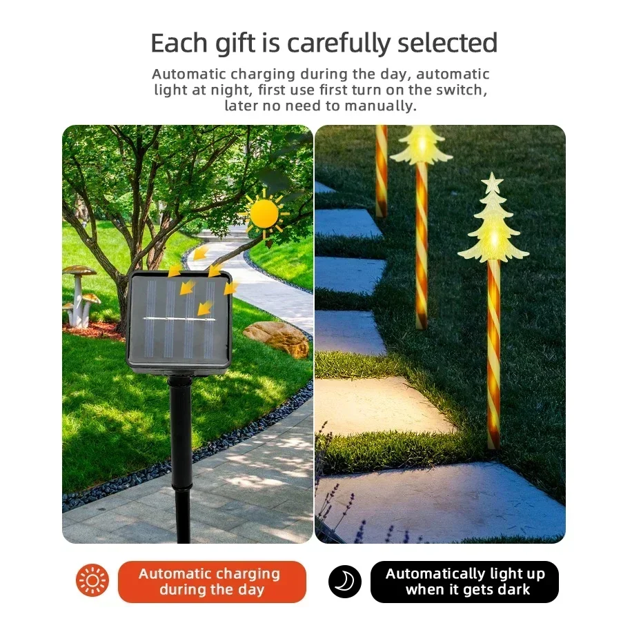 Solar Christmas Snowflakes Lights LED Solar Landscape Yard Plug Lights Star Christmas Tree Garland Home Outdoor Lawn Decoration