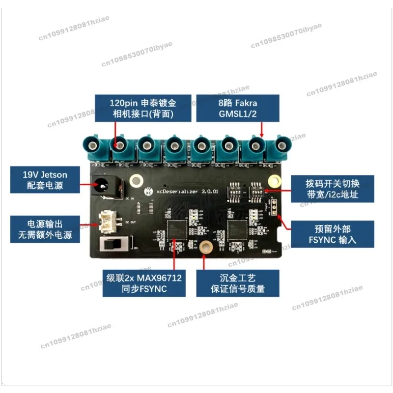 8-Channel Gmsl Disconnection Board Max96712 Supports IMX390, Etc. Serial Camera Jetson Orin