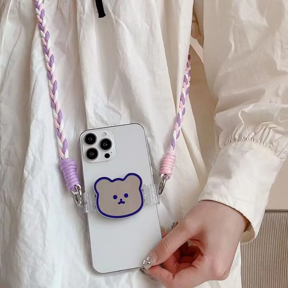 Adjustable Crossbody Phone Back Clip Heart Shape Detachable Rabbit Phone Clip Lanyard Cartoon Bear Dachshund