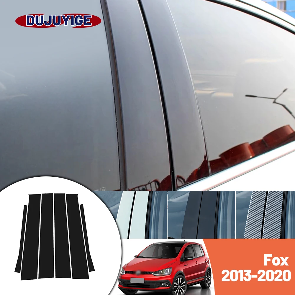 

Bright black carbon fiber door and window B C Pillar sticker suitable For Volkswagen Fox 2013-2020 2014 2015 2016 2017 2018 2019