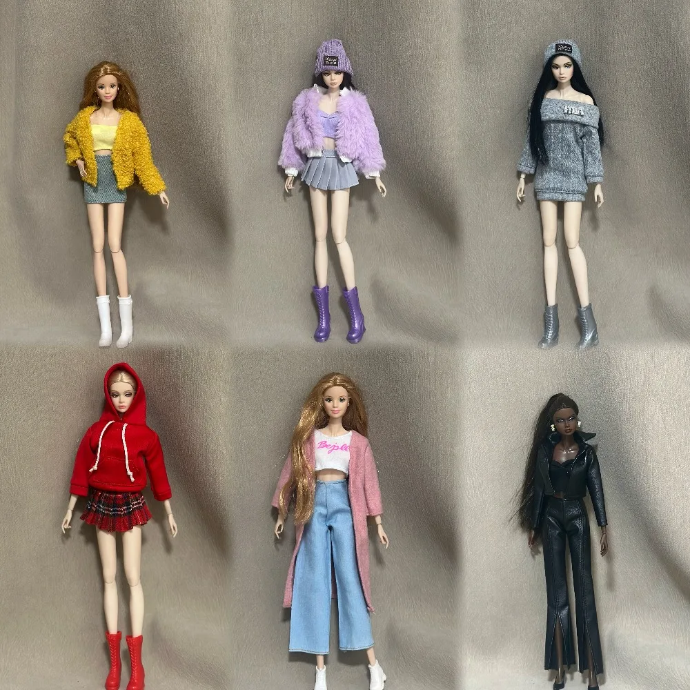 Clothing set + shoes / 30cm doll long coat top pants dress boot suit / outfit for 1/6 Xinyi FR ST OB supermodel Doll accessories