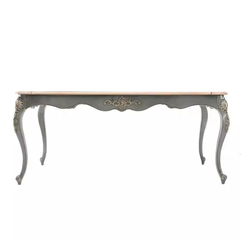 

French classical style solid wood carving dining table rectangular retro 4-person restaurant European style dining table dining