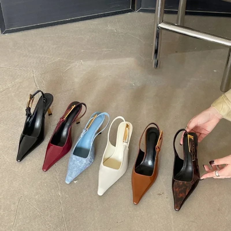

Summer New Band Women Pumps Shoes Fashion Shallow Slip On Slingback Sandals Thin High Heel Dress Sexy Pumps Shoes