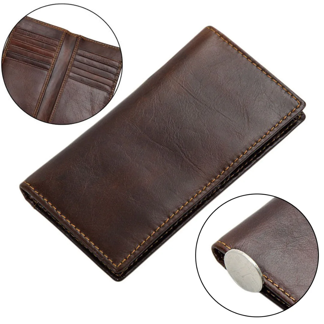 

New Men's Vintage Leather Wallet Long Bifold Money ID Card Holder Purse Clutch