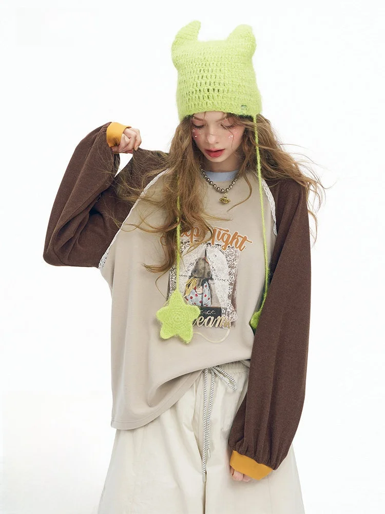 

Ele Long Sve Women's T-irt Inner Wear Design Sensation Winter Faion Print Top Elf Sa Dr Color Colion