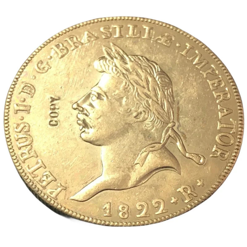 

Копия позолоченной монеты 1822 + R, Бразилия, 6400 рейс, 22K