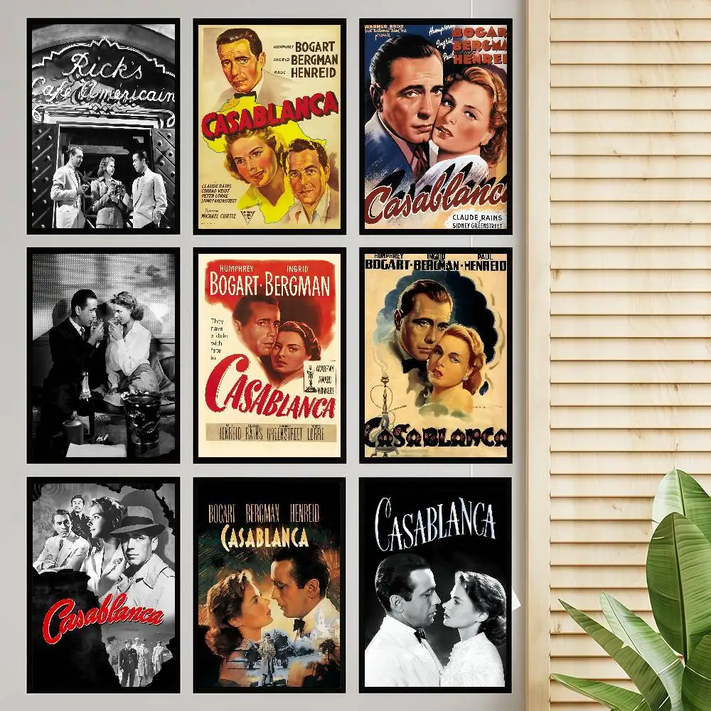 Casablanca clássicos filme personagem 80s clássico vintage cartazes decoracion pintura arte da parede branco papel kraft kawaii decoração do quarto