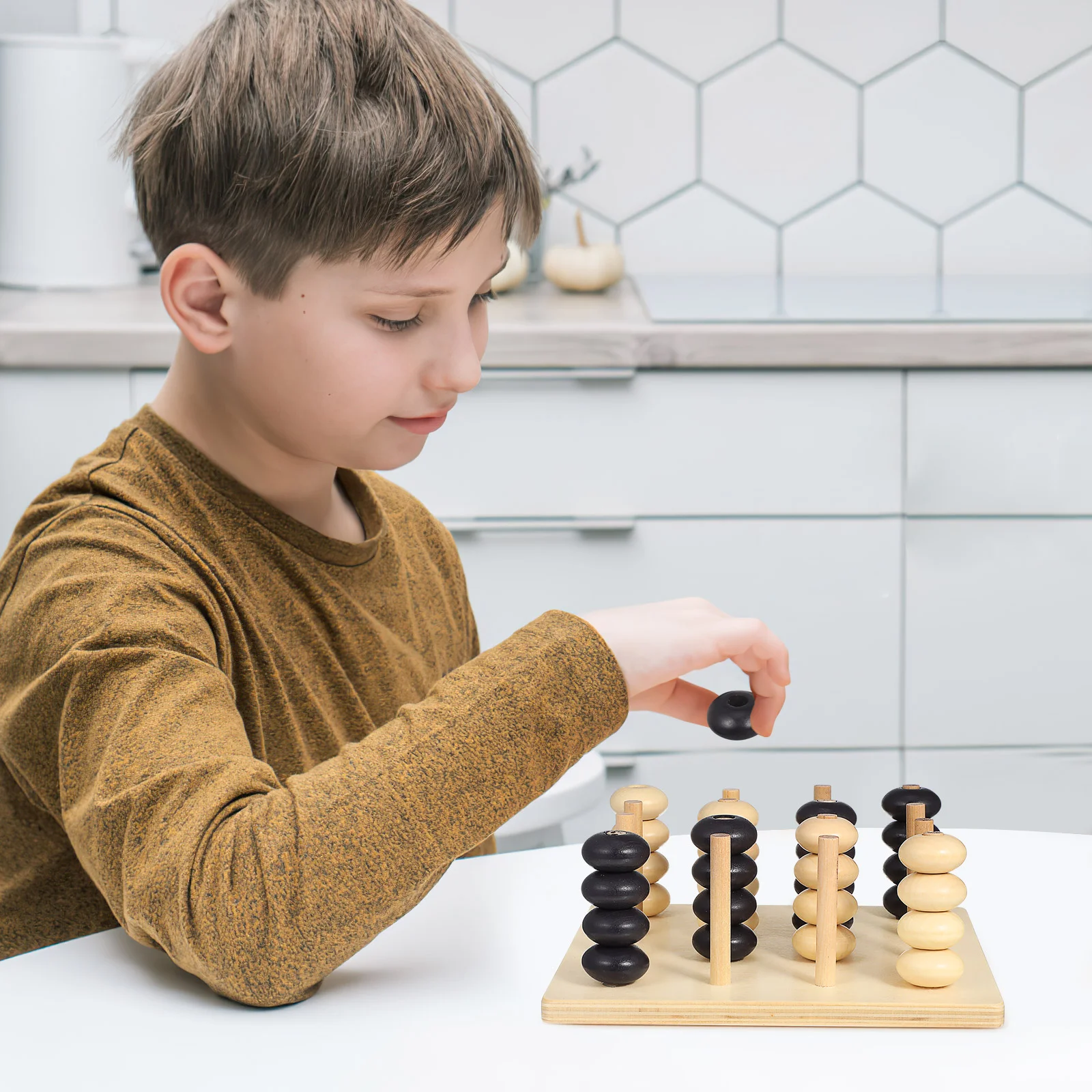 Casse-tête en bois de bambou, jeu coule, plateau de bureau numérique, dames dos