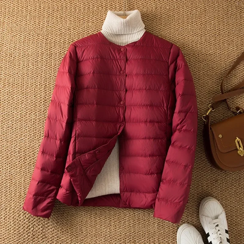 2023 New Arrivals Autumn Winter Warm Women White Duck Down Slim Jackets Female Fashion Ultra Lightweight Packable Puffer Coats