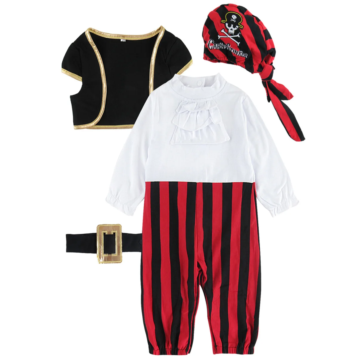 Baby Pirate Costumes Infant Carnival Purim Costume Boys Captain Cosplay Romper Halloween Outfits Fancy Clothe with Pirate Hat