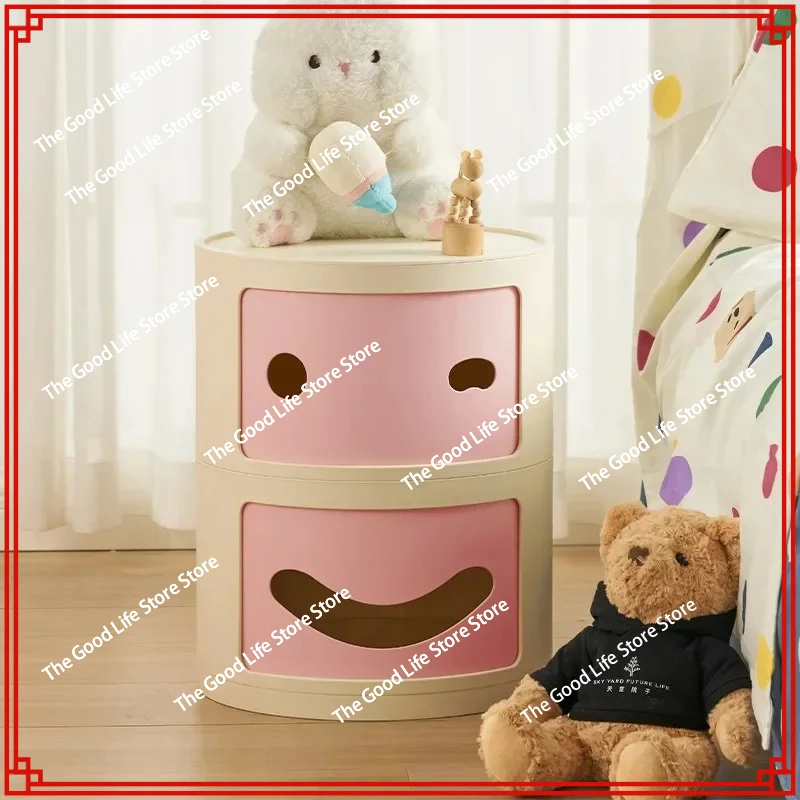 

Nordic Bedside Table Small Circular Minimalist Narrow Cabinet Mini Plastic Storage Cabinet Two-layer Storage Cabinet
