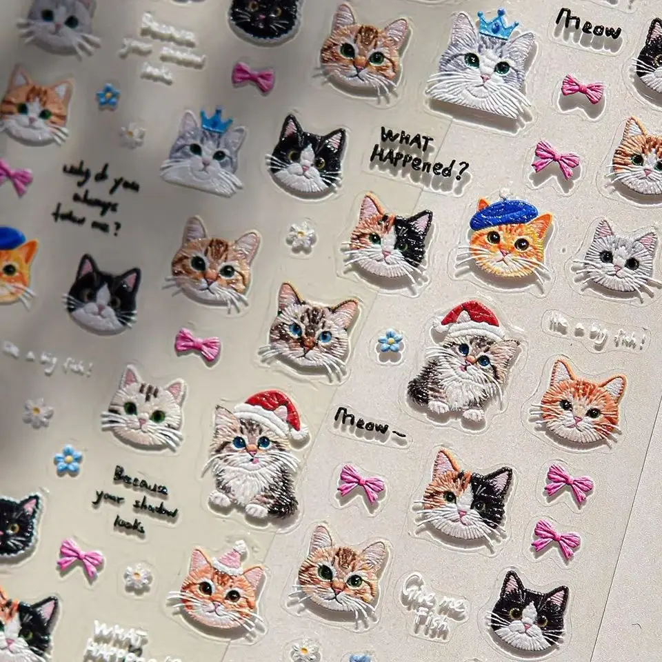 

Cute Cat Puppy Bowknot Bear Star Dog Balloon Apple Watermelon Cake Summer Beach Nail Art Stickers Decals Manicure Tools Supplies